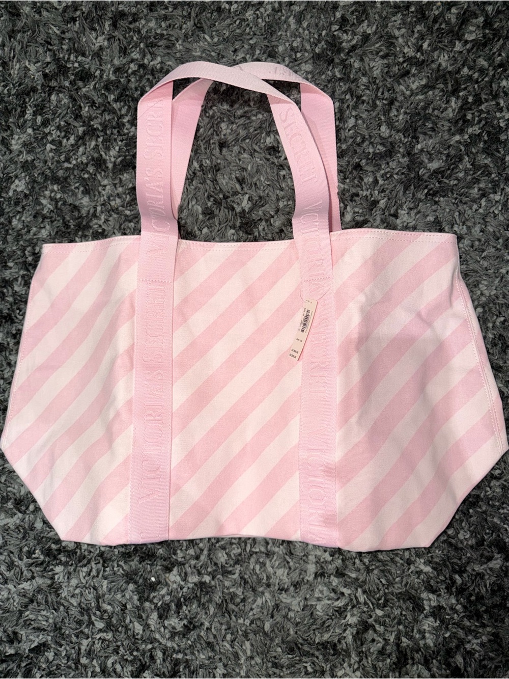 Victoria's Secret Pink Stripe Canvas Tote Bag.